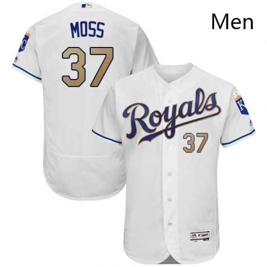 Mens Majestic Kansas City Royals 37 Brandon Moss White Flexbase Authentic Collection MLB Jersey